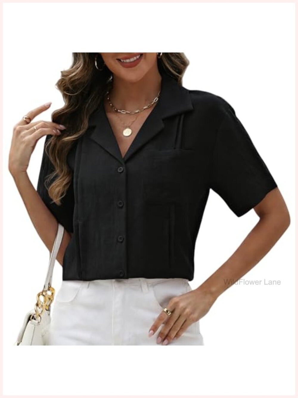 Linen Blend Button Down Shirt Short Sleeve Lightweight Summer Business Casual